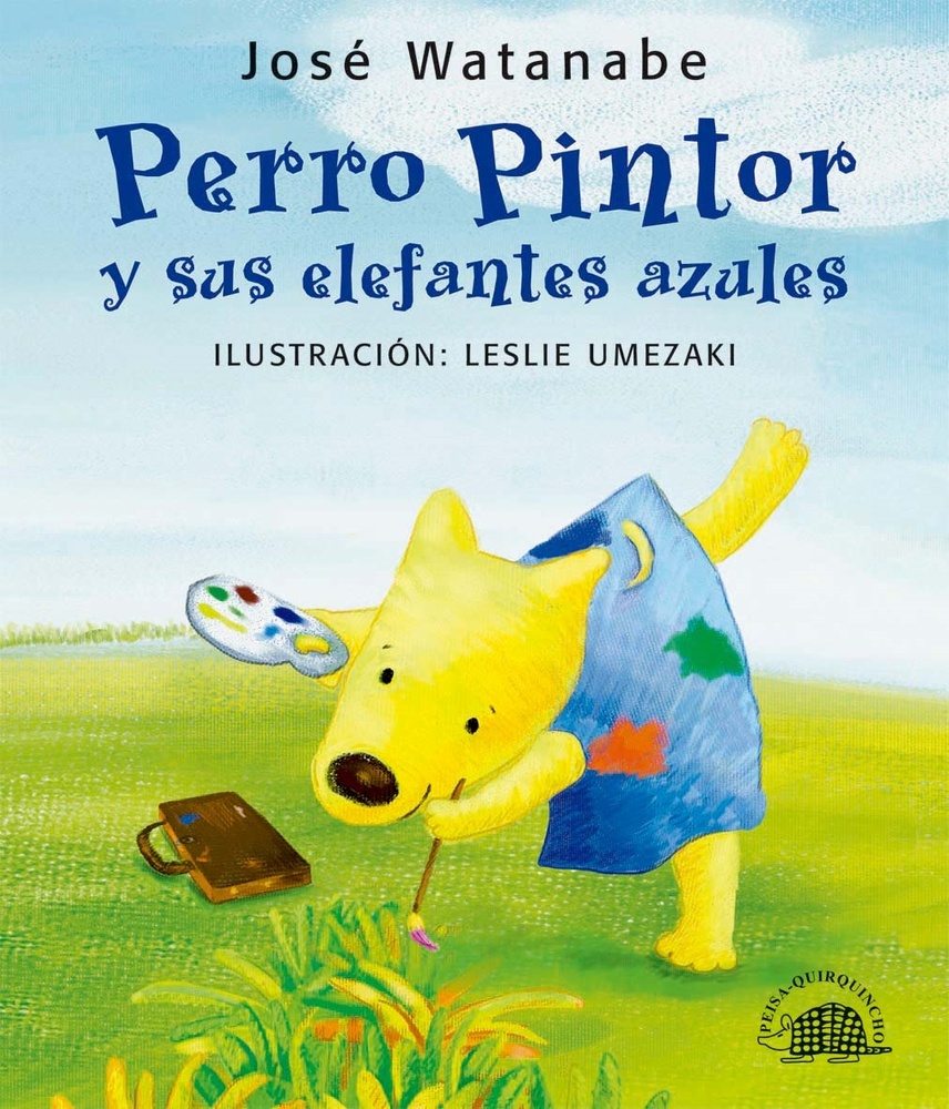 Perro pintor y sus elefantes azules