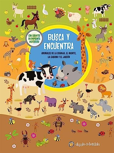 Busca y encuentra: animales: granja / selva / sabana / jardín