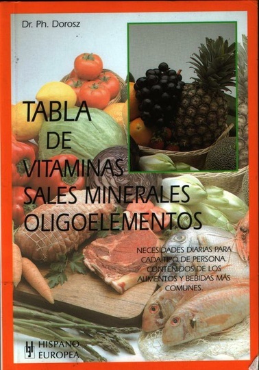 Tabla de vitaminas sales minerales oligoelementos