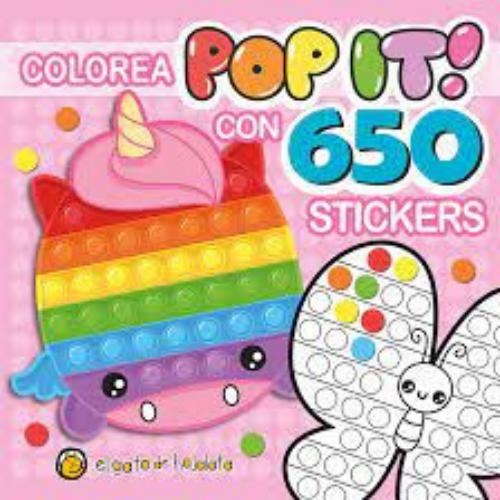 Colorea Pop It Con 650 Stickers Unicornio