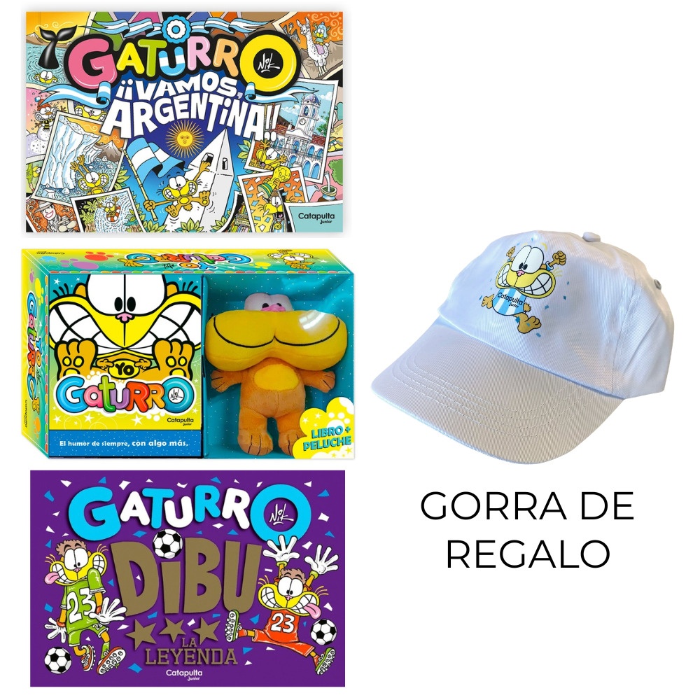 PACK Gaturro ¡Vamos Argentina! + Yo, Gaturro + Gaturro Dibu, la leyenda + GORRA