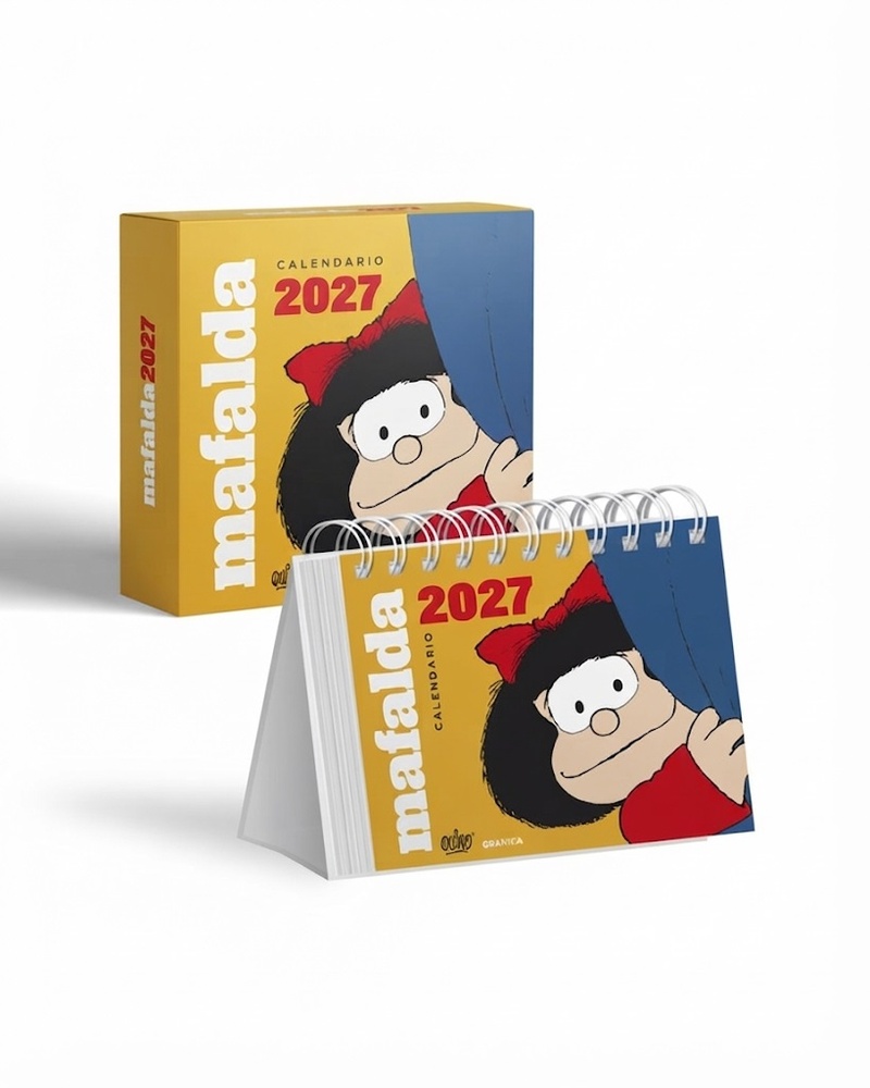 Mafalda 2027 Calendario de Escritorio Amarillo con Caja
