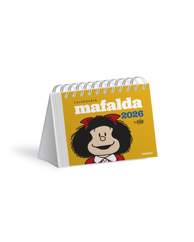 Mafalda 2026 calendario escritorio amarillo