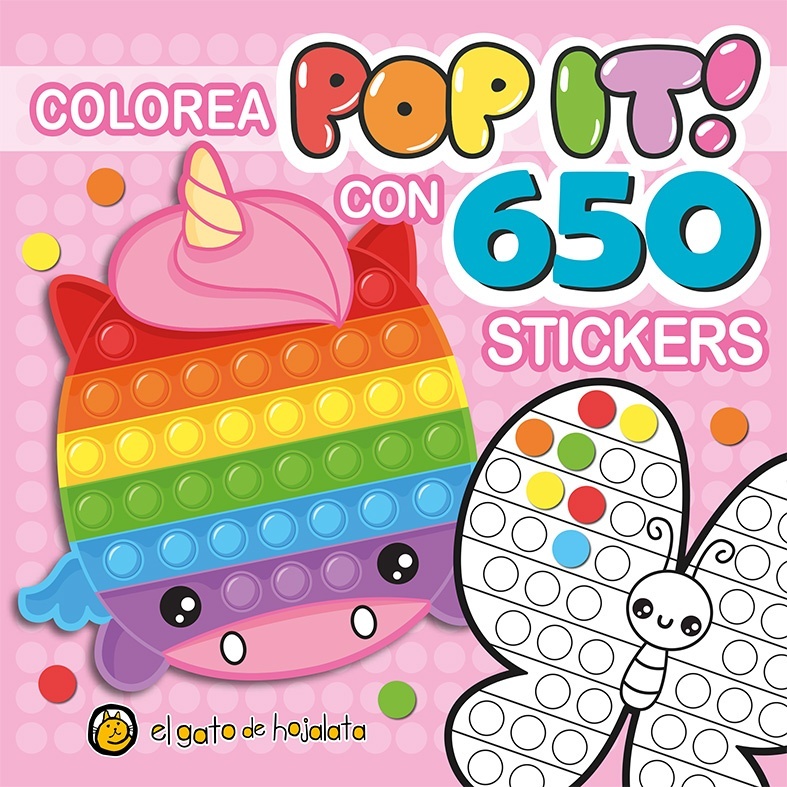 Colorea Pop It Con 650 Stickers Unicornio