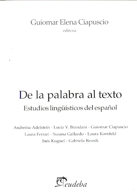 De la palabra al texto. Estudios linguisticos