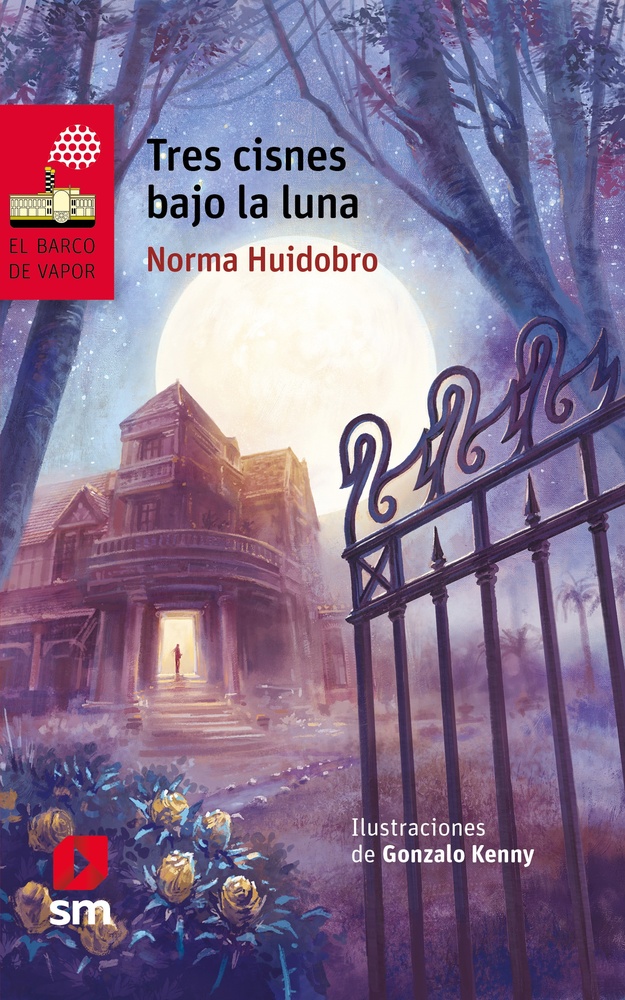 Tres cisnes bajo la luna