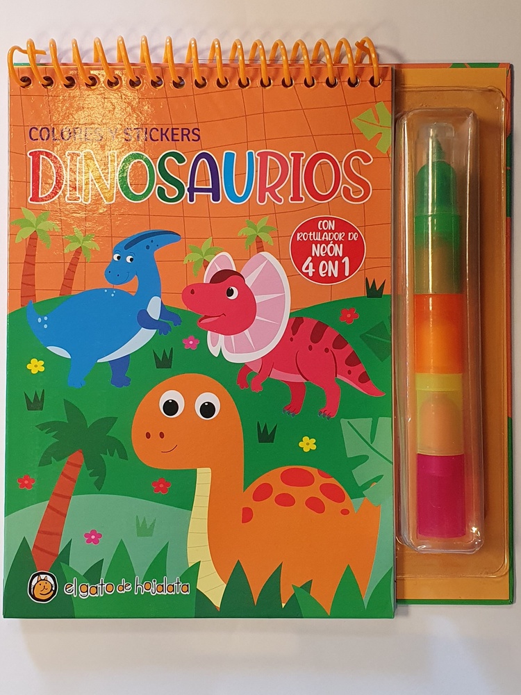 Colores 4 en 1 y stickers dinosaurios