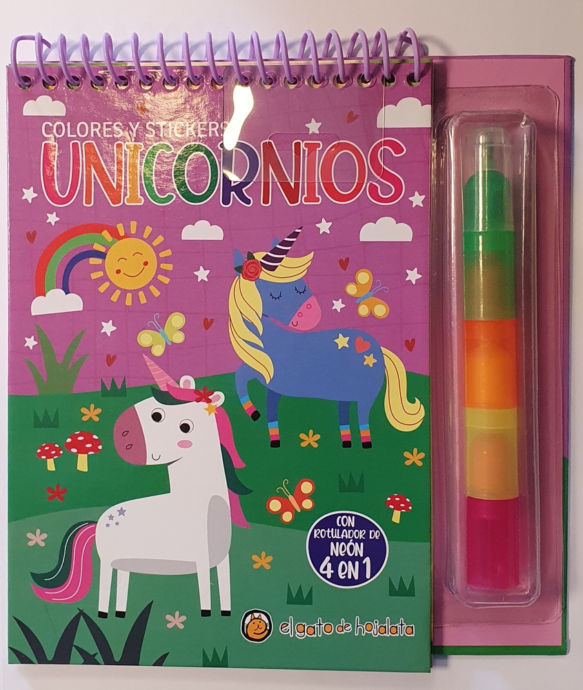 Colores 4 en 1 y stickers unicornios