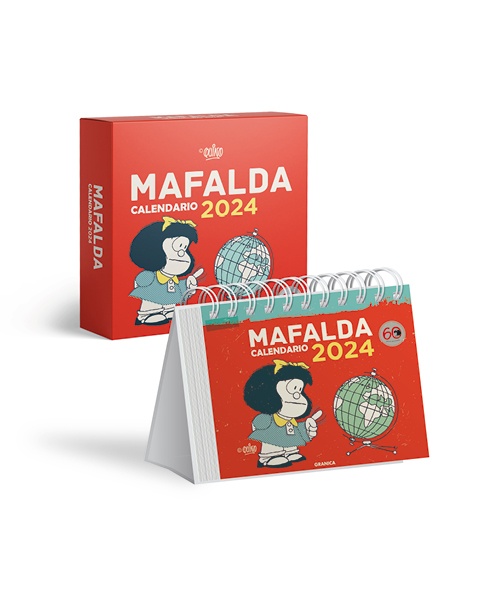 Mafalda calendario de escritorio lujo 2024, rojo