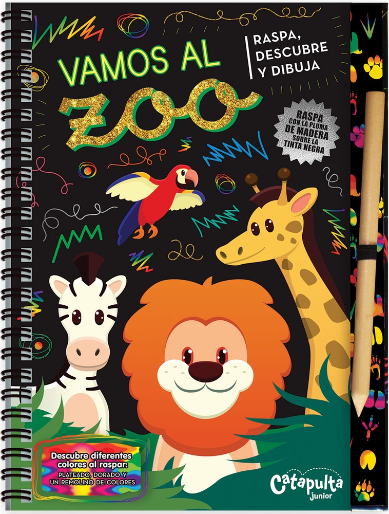 Raspa, descubre y dibuja: Vamos al zoo