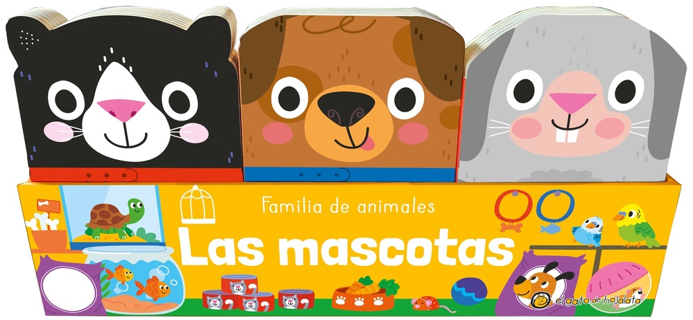 Mascotas: conejo, gato y cachorro