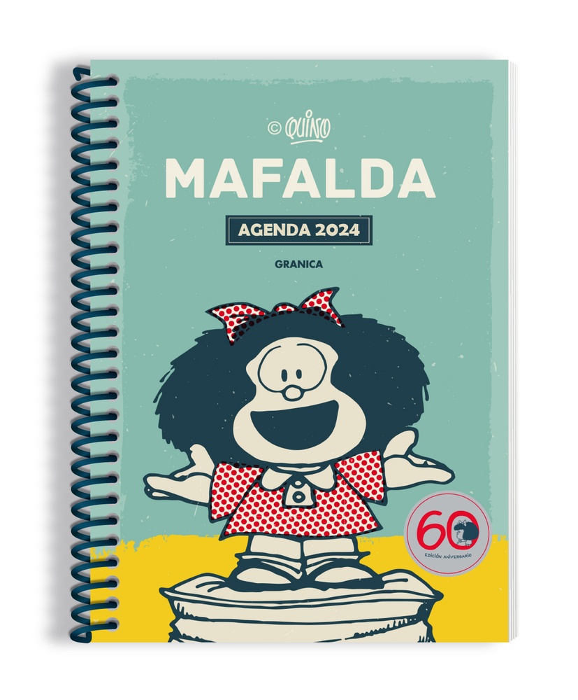 Mafalda agenda anillada 2024, módulos, turquesa