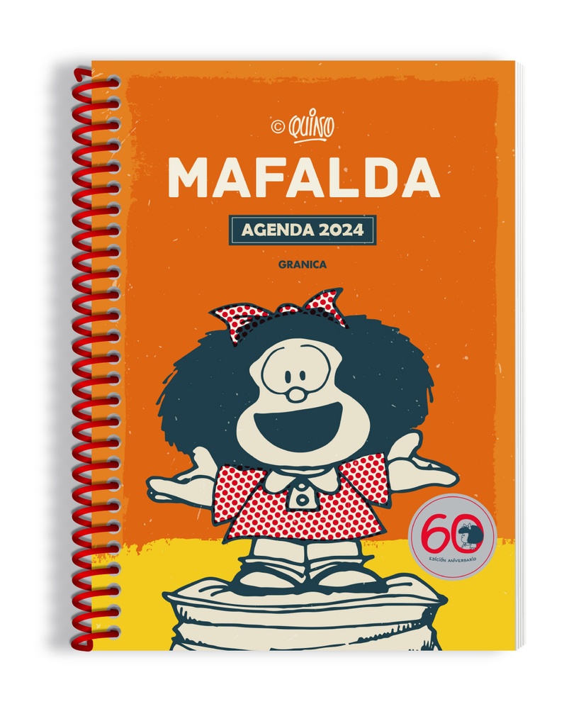 Mafalda agenda anillada 2024, módulos naranja